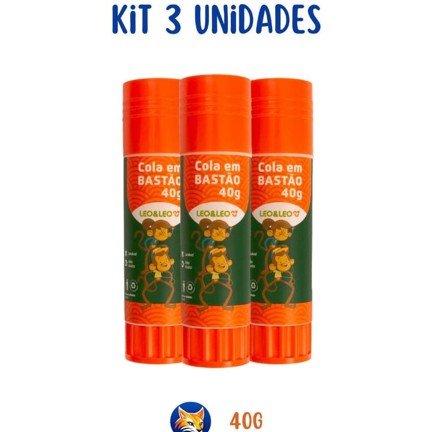 Kit 3 Colas em Bastão 40g Escolar Escritório Artesanato Leo&Leo