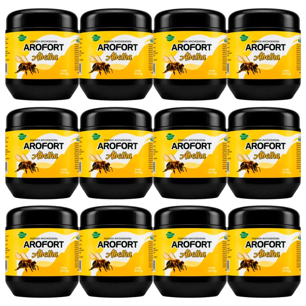 Kit 12 Gel Massageador Arofort Abelha 240g Alívio Imediato Para Dores & Fadiga Muscular
