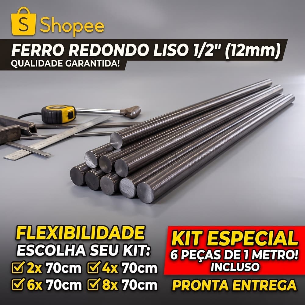 Ferro Redondo Liso 1/2" – Ideal para grades, portas, janelas, portões e serralheria em geral