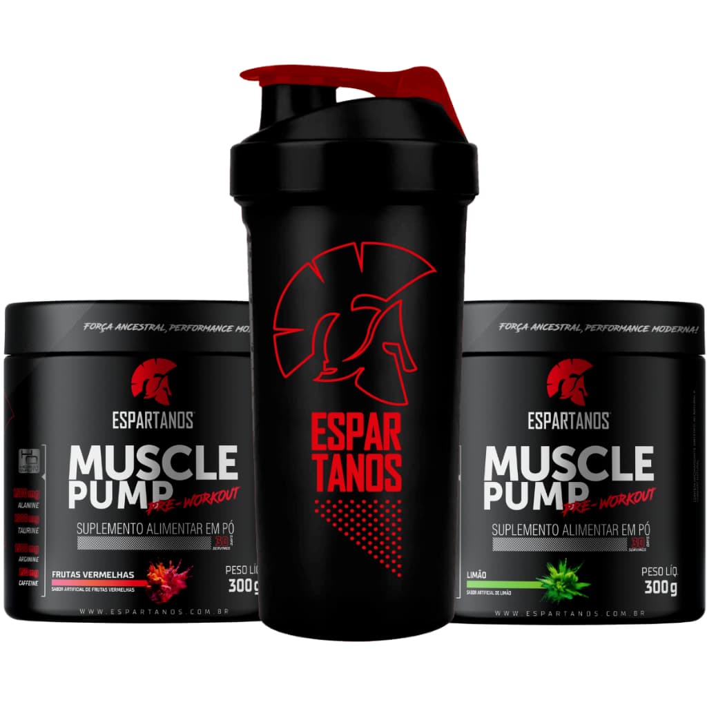 Kit 2x Pré Treino Muscle Pump 300g + Coqueteleira - Espartanos