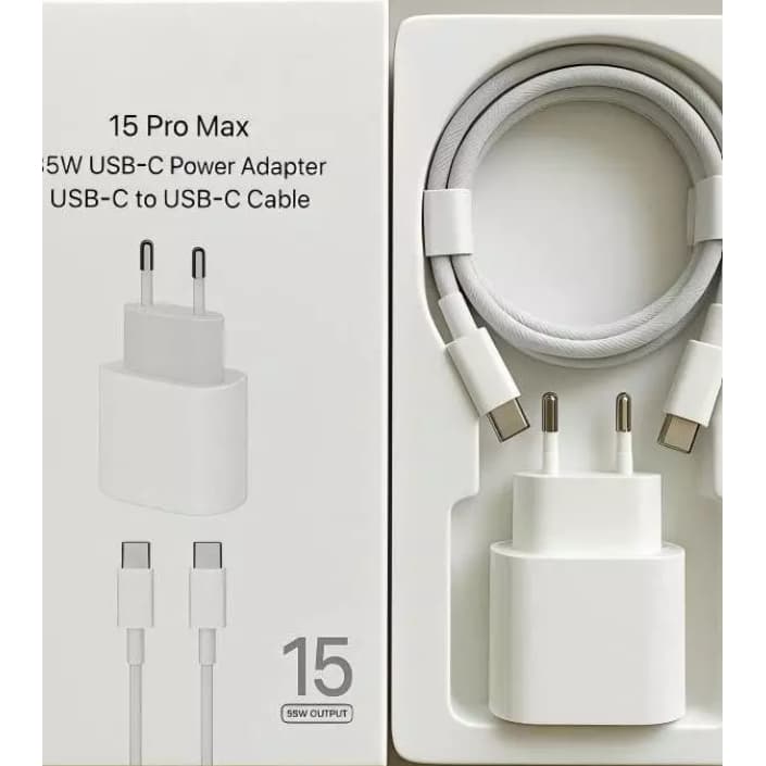 Carregador iPhone Turbo 35W Fonte + Cabo USB-C 15 16 17 PRO MAX
