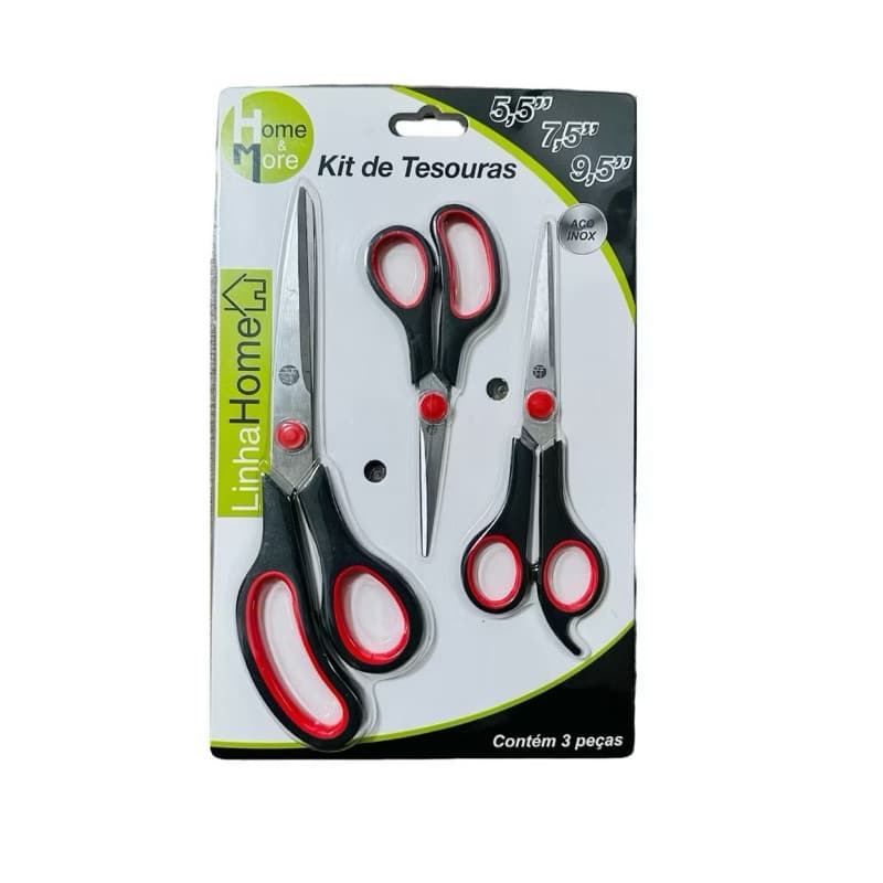 Kit 3 Tesouras Profissional:Corte Preciso e Ergonomia Premium