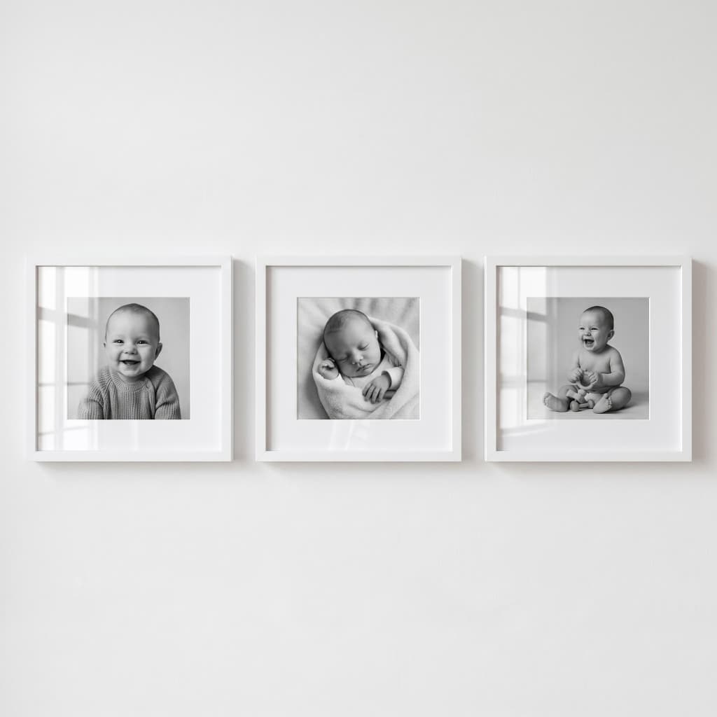 Kit 3 quadros decorativos moldura 23x23 fotografia paspatur vidro acrilico 3 tamanhos