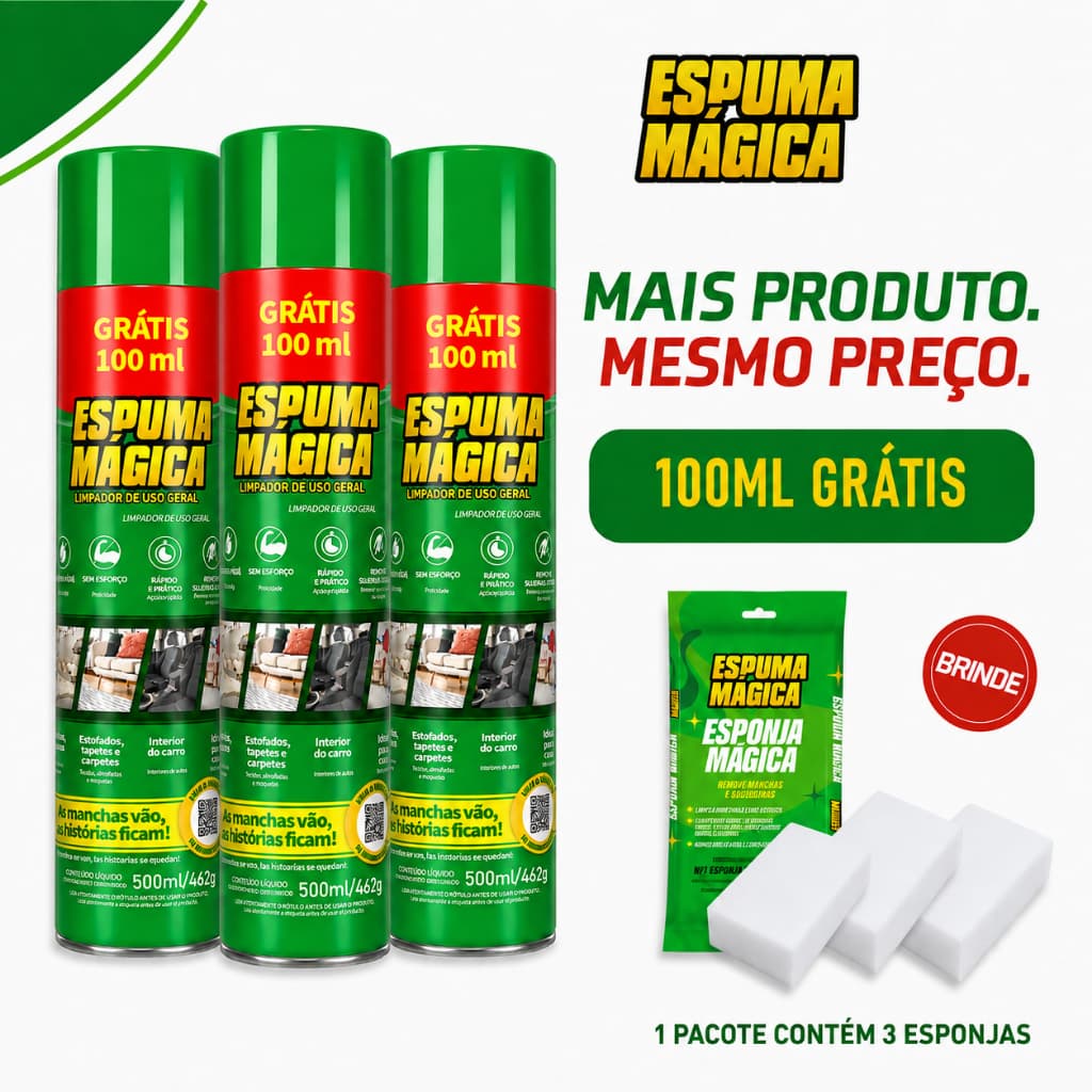KIT 3 Espuma Mágica Proauto | Limpeza Fácil e Eficiente | Ação Imediata | Spray Aerossol 500ml
