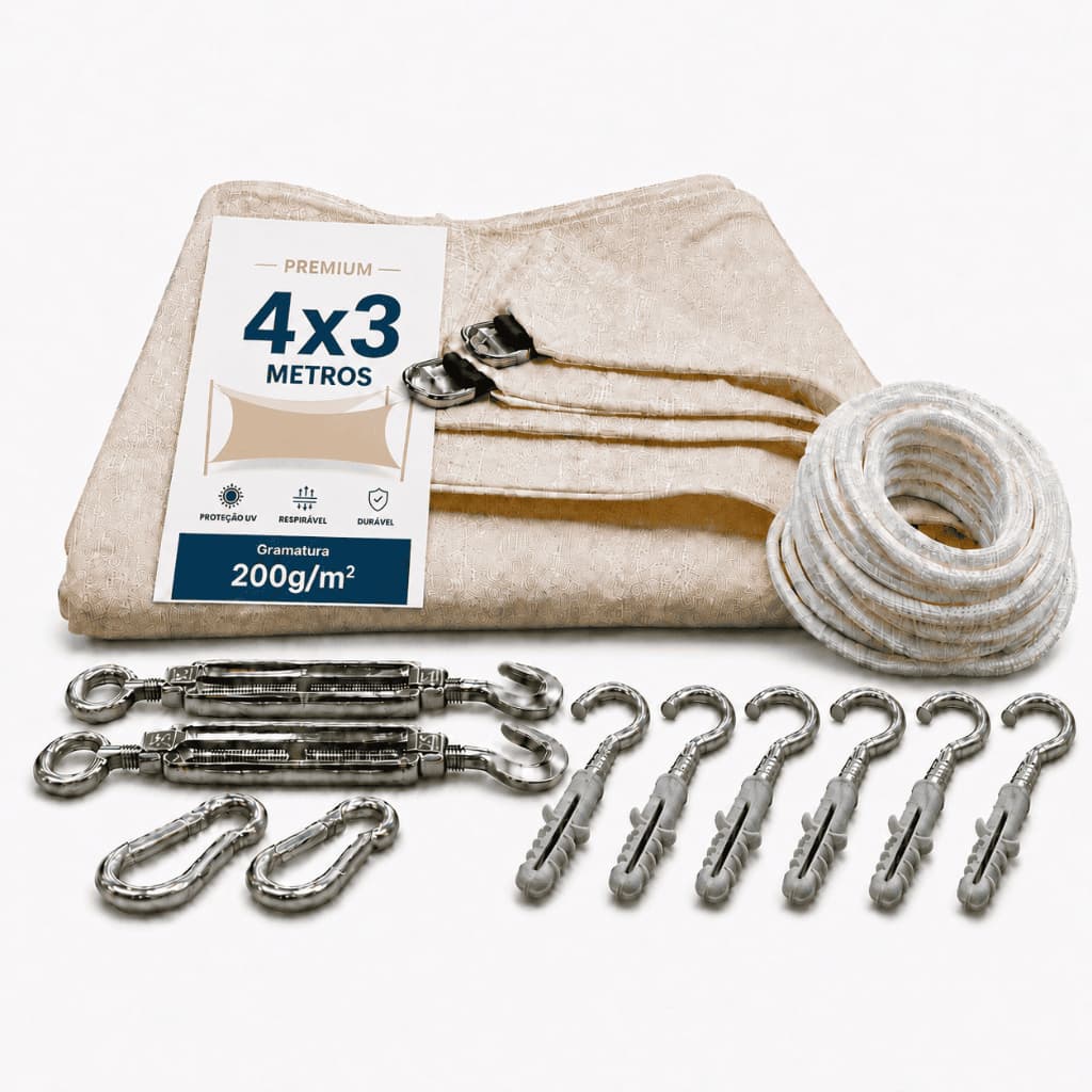 Lona Sombrite 4x3 90% Tela Toldo Pergolado Ombrelone Shade jardim Piscina Tenda Reforçada 200g/m² 4x3m