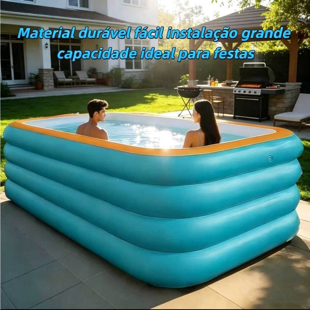Piscina inflável multifamiliarpara áreasinternas e externasdiversão garantida para todosModelo combordas elevadasPiscina