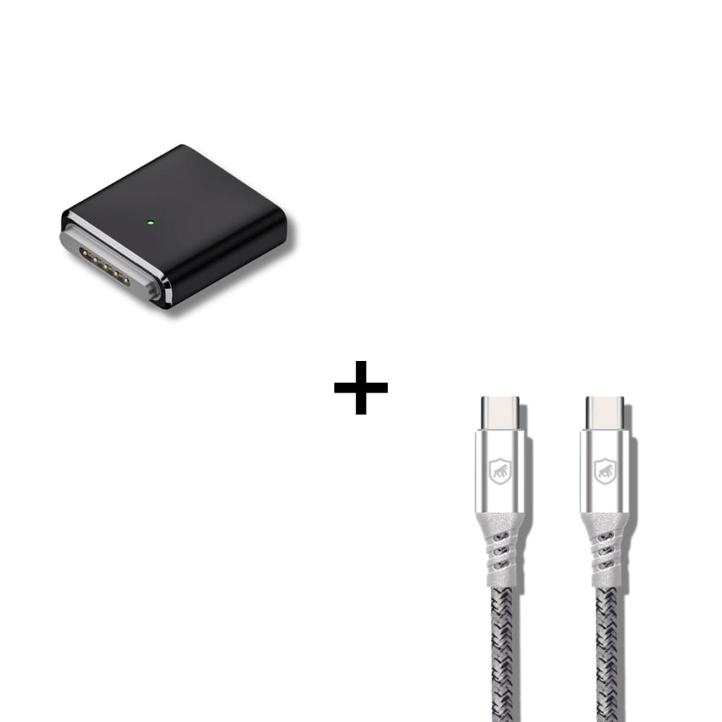 Gshield Kit Adaptador Conector USB-C / Magsafe 3 para Macbook Air / Pro + Cabo Dual Tech Tipo C / USB-C