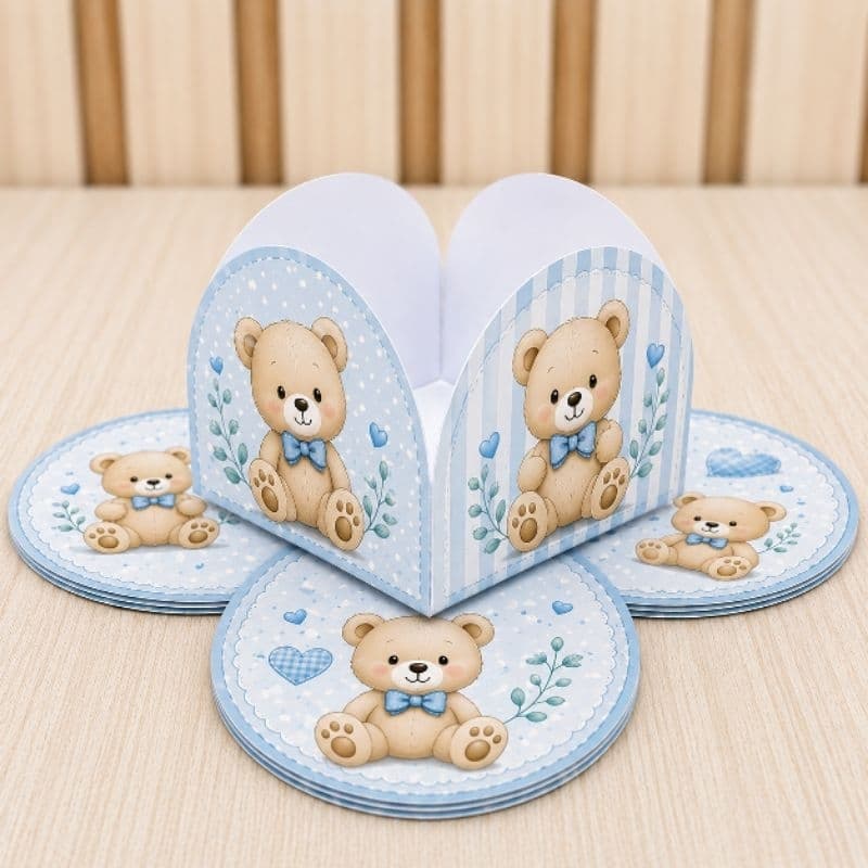 50 a 300 Forminhas para Docinhos Pronta Entrega Ursinho Azul Chá de Bebê Menino ENVIO IMEDIATO