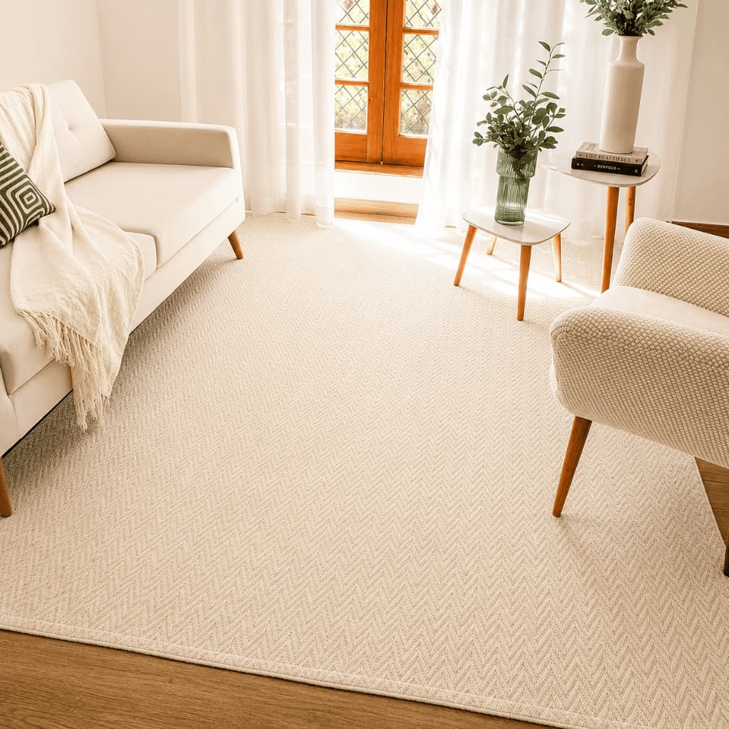 Tapete Sala Quarto Grande 3,00 x 2,00m Antiderrapante Artesanal 100% Algodão Decoração Chevron