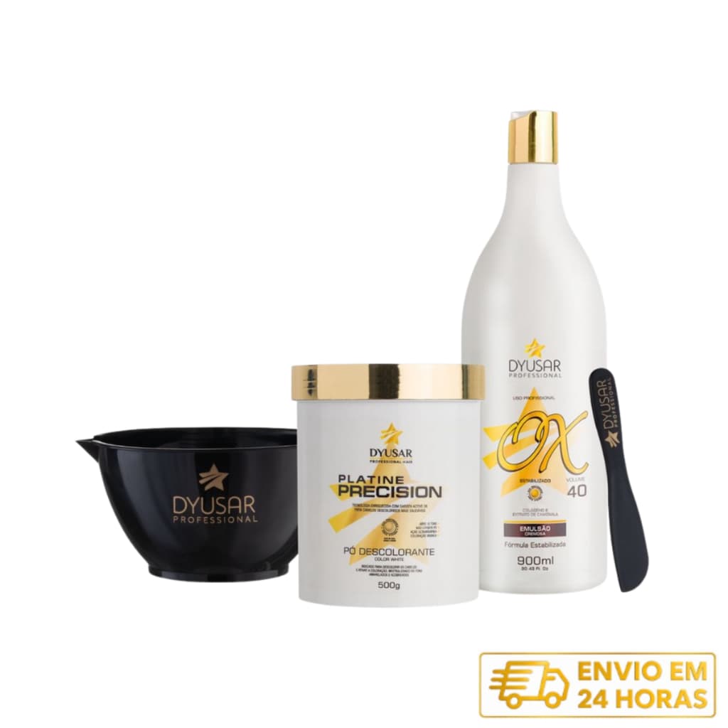 Kit Descoloração Pó Descolorante Branco Oxidante 40 Volumes Pincel e Cumbuca