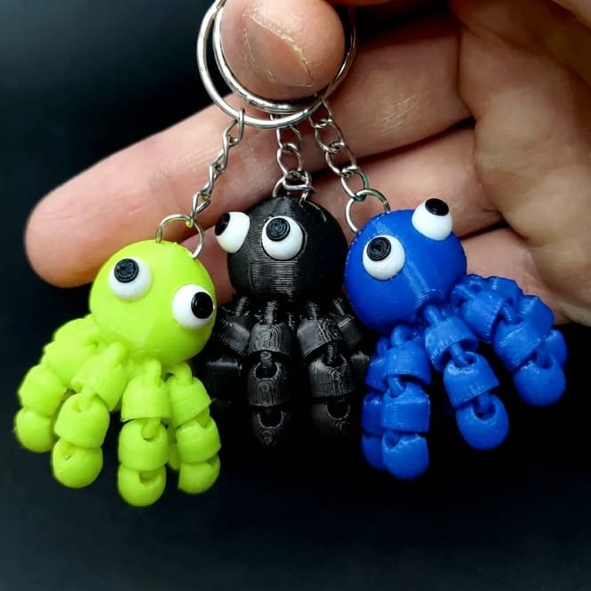 Chaveiro Polvo Articulado 3D – Fidget Flexível Anti-Estresse