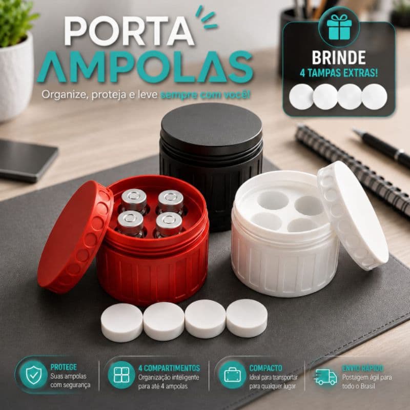 porta frascos ampola 3ml + Brinde reforçado organizar remédios tirze pep TG compacto