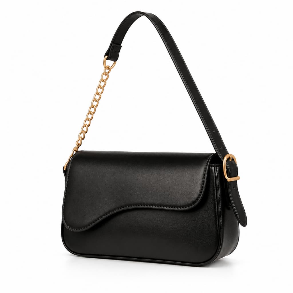 Bolsa Feminina Transversal de Ombro com Corrente Dourada Pequena Elegante Tiracolo