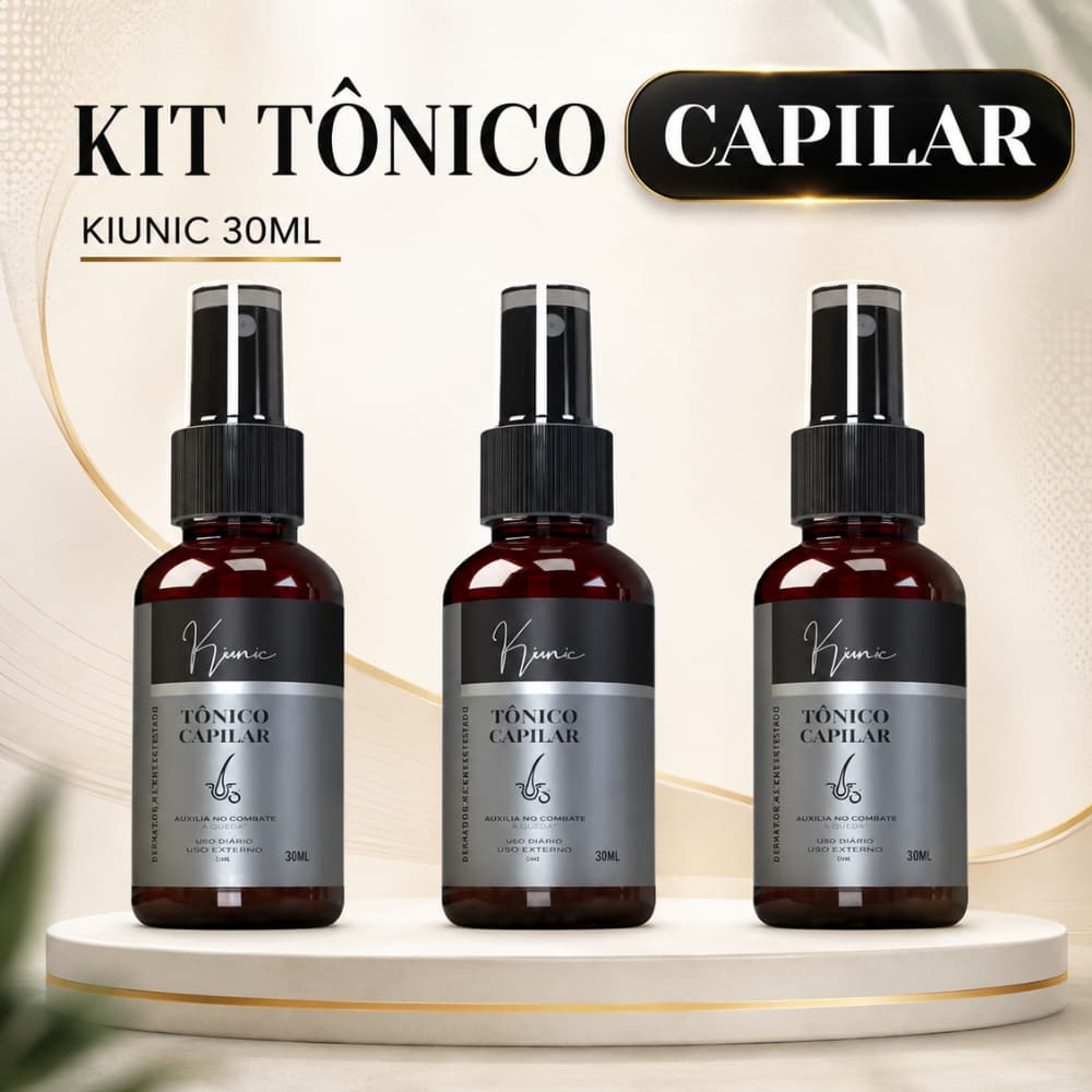 Kit Tônico Capilar Para Cabelo Barba e Sobrancelha Para Crescer Cabelo Rapido Kiunic 30ml