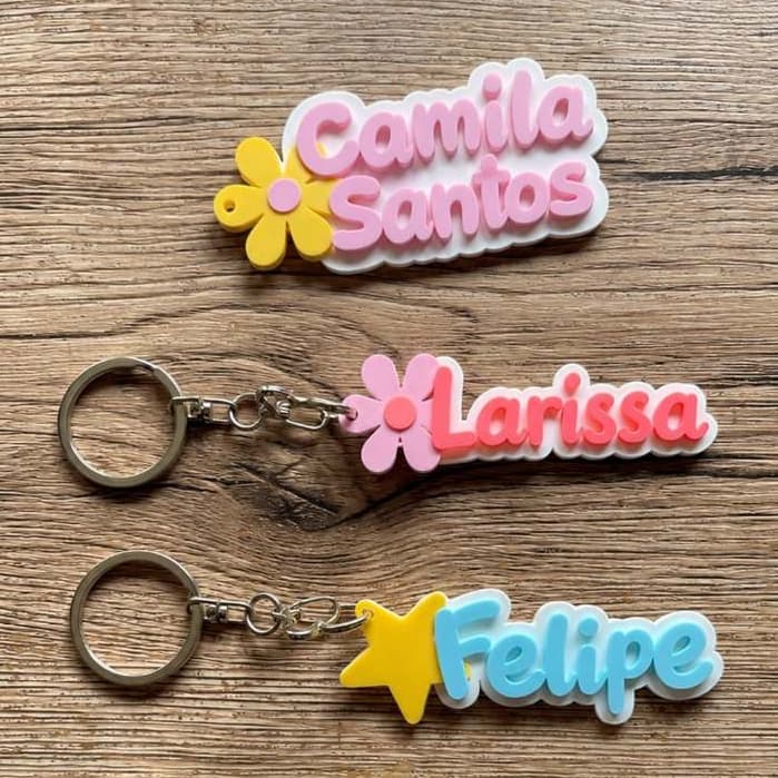 Chaveiro Personalizado Nome + Ícone Divertido | Identificador Mochila Garrafa Estojo