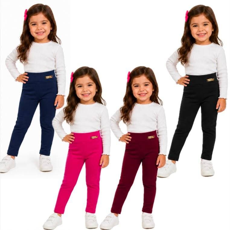 Kit 4 Calça Legging Lisa Infantil Menina Roupa Feminina Escolar