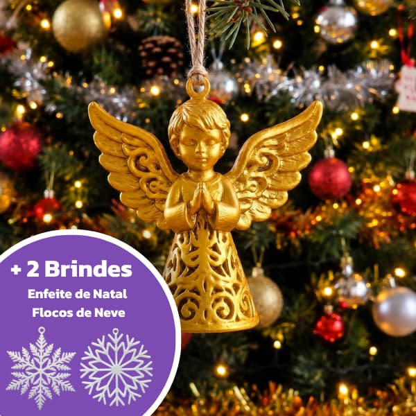 Kit Anjos de Enfeite para Árvore de Natal com cordinha + Brindes Exclusivos | Decoração Natalina