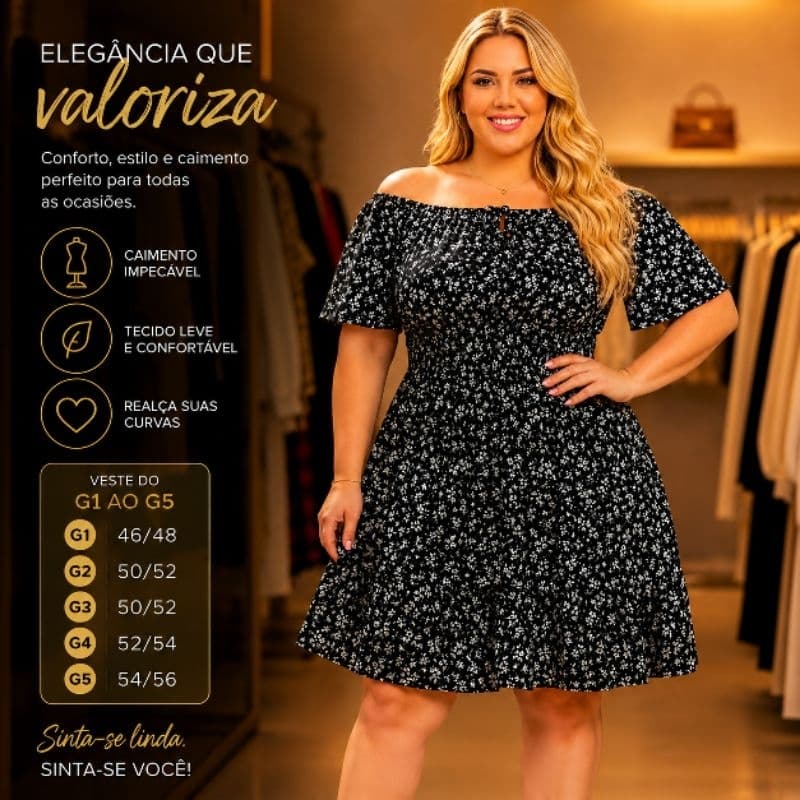 Vestido plus size,  moda tamanho maior G4,G5