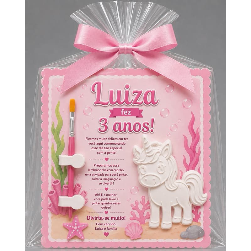 kit Placa 3D Para Colorir Unicornio Infantil Reutilizável Personagens | lembrancinha