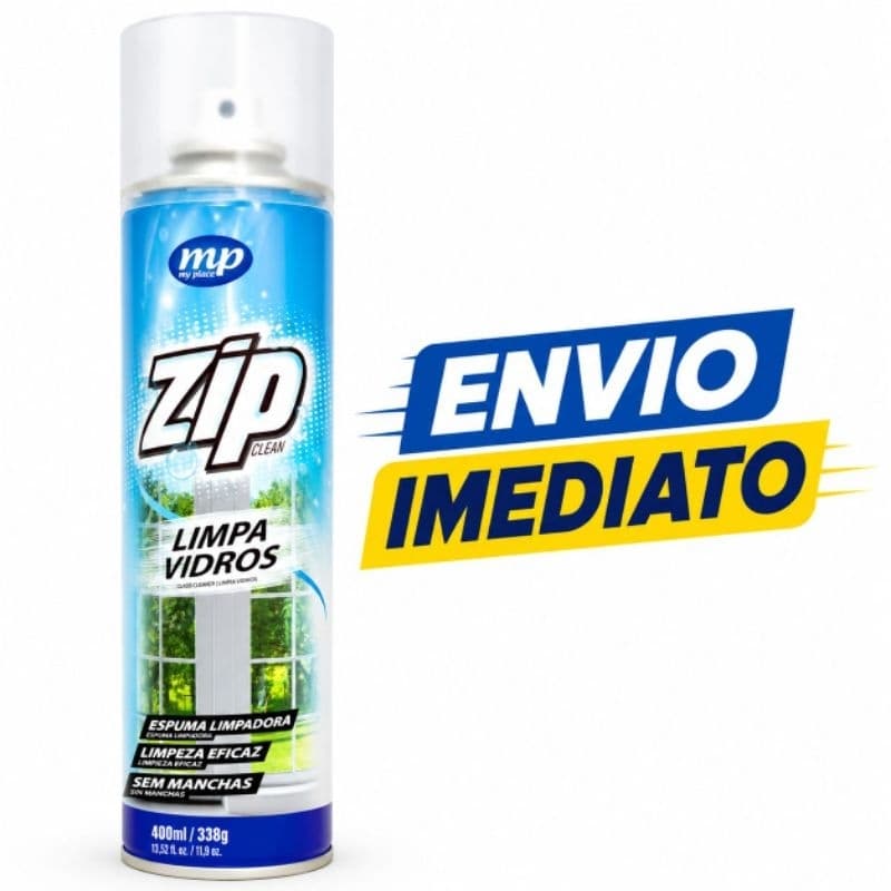 Kit 1 ou 2 Limpa Vidros ZIP Clean 400ml – Espuma Limpadora para Vidros, Limpeza Eficaz sem Manchas