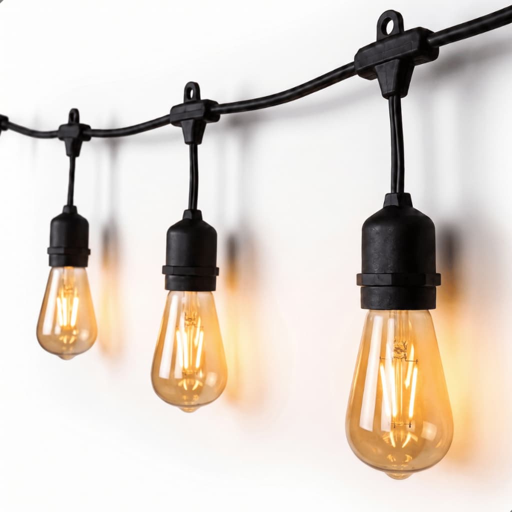 Varal de Luzes 20m 20 Soquetes E27 IP67 Impermeável À Prova D'Água Cordão Festão Área Externa Decoração