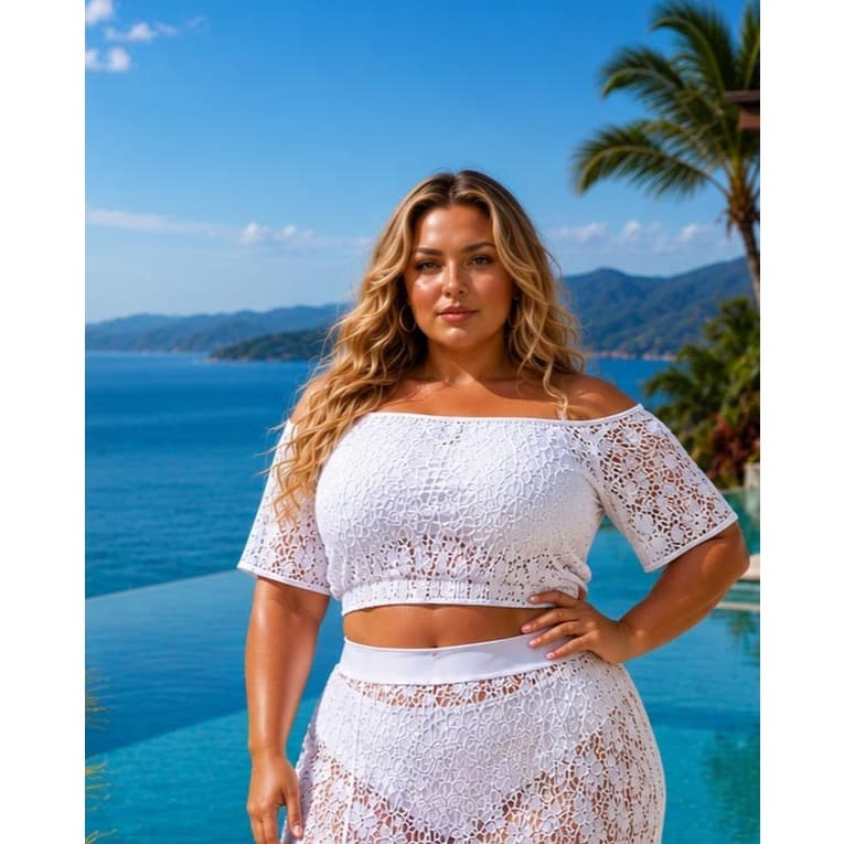 Top  Ciganinha Plus Size arrastao renda Praia Tamanho Grande saída de praia
