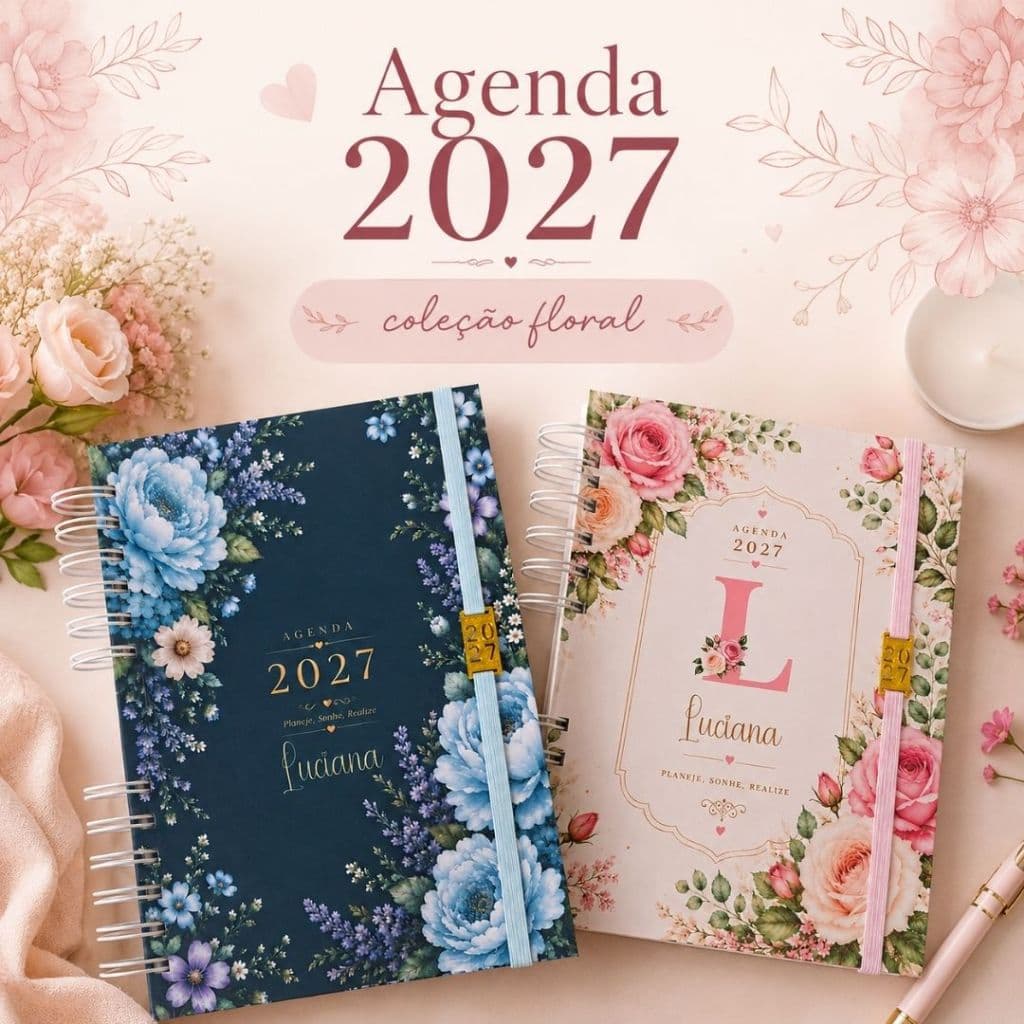 Agenda 2027 floral personalizada com nome