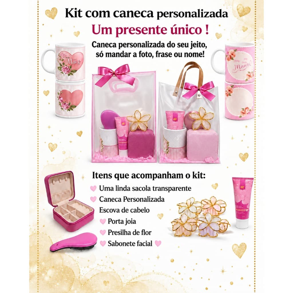 Kit Presente Feminino com Caneca Personalizada – Um Mimo Especial para Ela.
