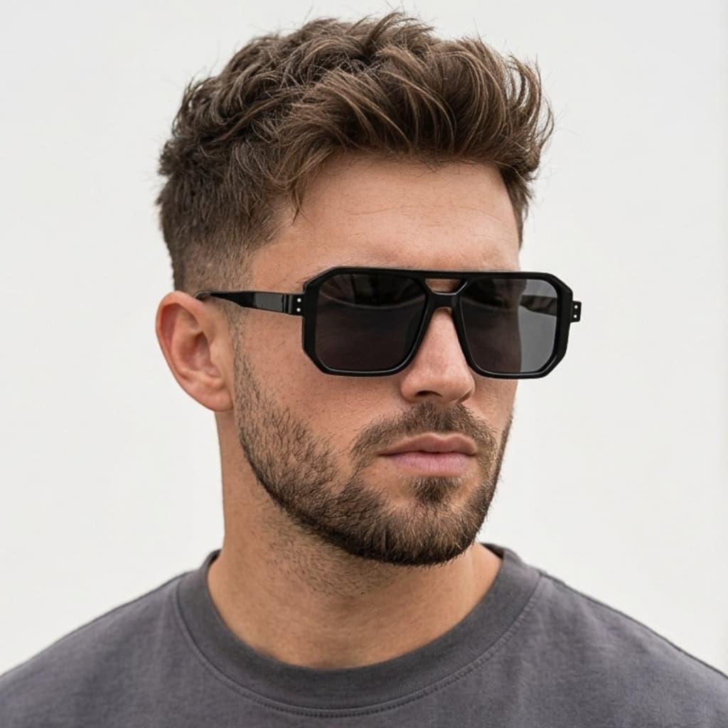 Óculos Aviador Quadrado Masculino Premium UV400 Moda Verão Tendência Unissex Luxo
