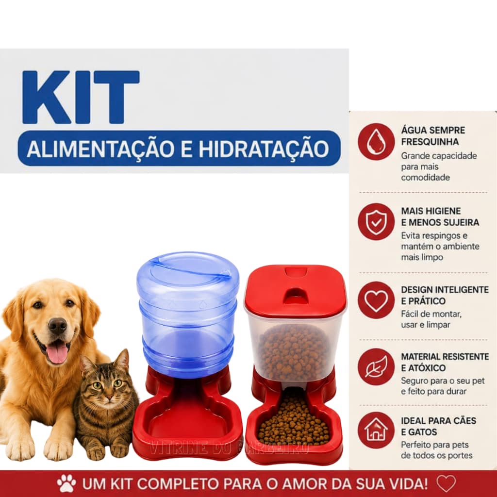 Kit Tratador e Bebedouro Automáticos Para Cachorro e Gatos