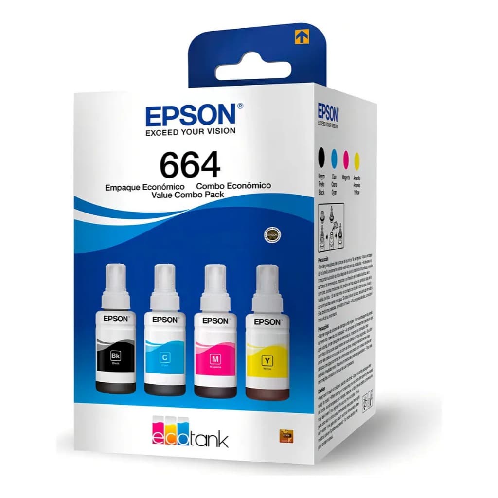 Kit 4 Tinta Para Impressora 664 Ecotank L355 L365 L375 L4150 4 Cores