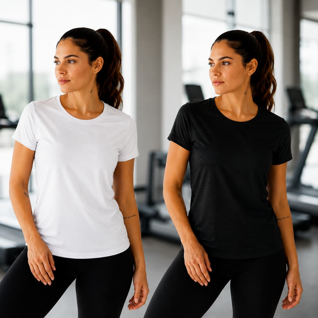 Kit 2 Camisetas Femininas Esportivas Dry Fit Academia Corrida Fitness Respirável Caminhada Corrida