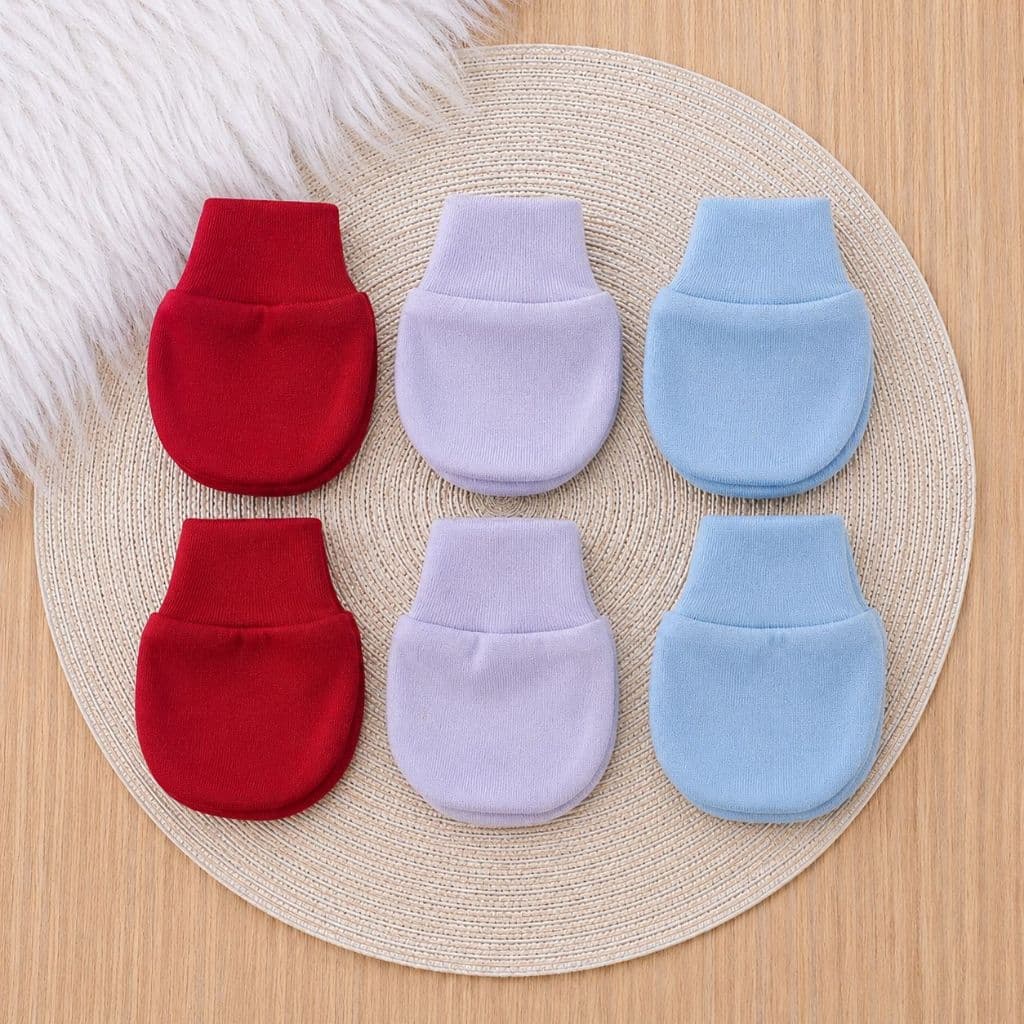 3 Pares de Luva Bebê Recém Nascido em suedine 100% Algodão Menino Menina Enxoval Maternidade Luvinhas Confortavel Squish
