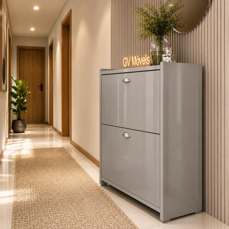 Organizador De Calçados 2 Portas Até 12 Pares ,Elegante e Versátil em MDP 15 MM Resistente Sapateira