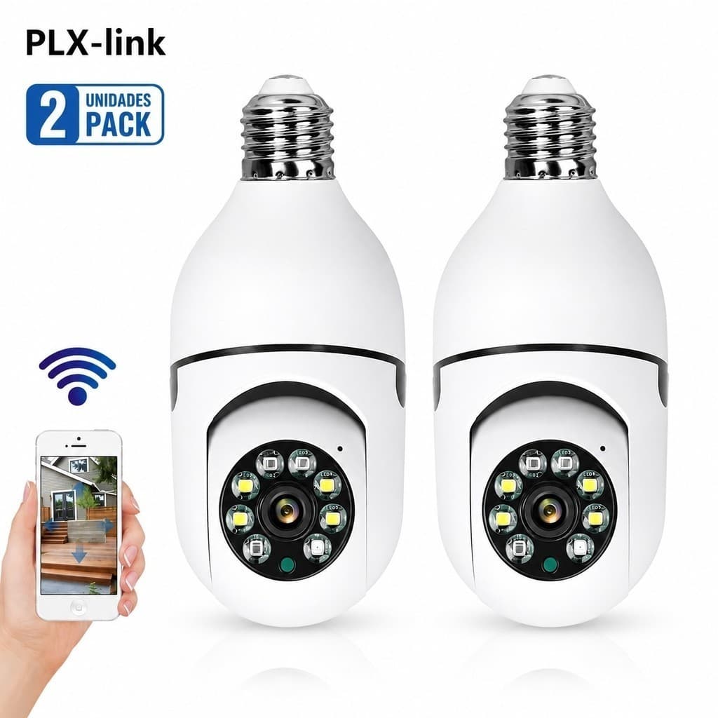 Kit 2 Câmera Segurança 360 Infravermelho Sem Fio Wifi PLX-link