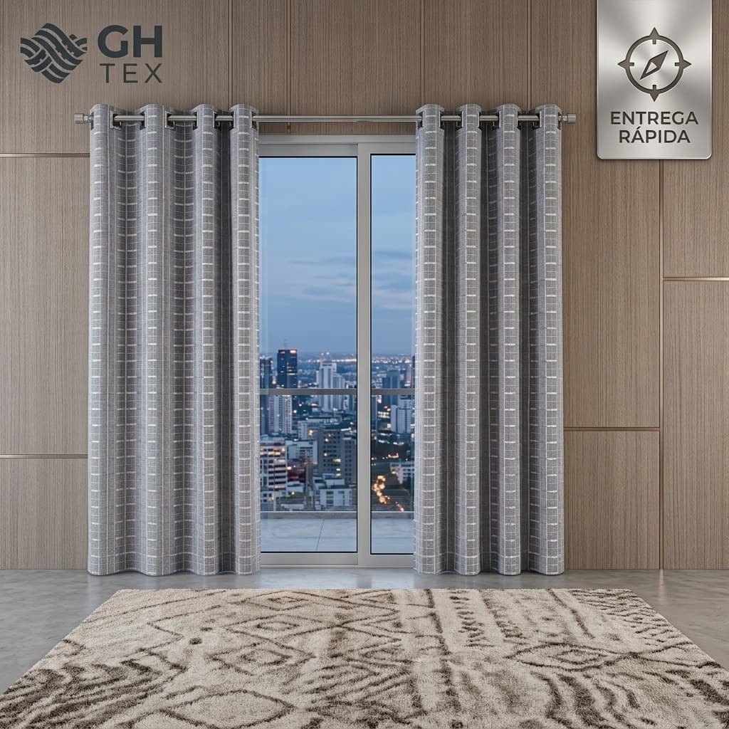Cortina Blackout com Voil Xadrez para Sala e Quarto | Elegância, Privacidade e Conforto Térmico