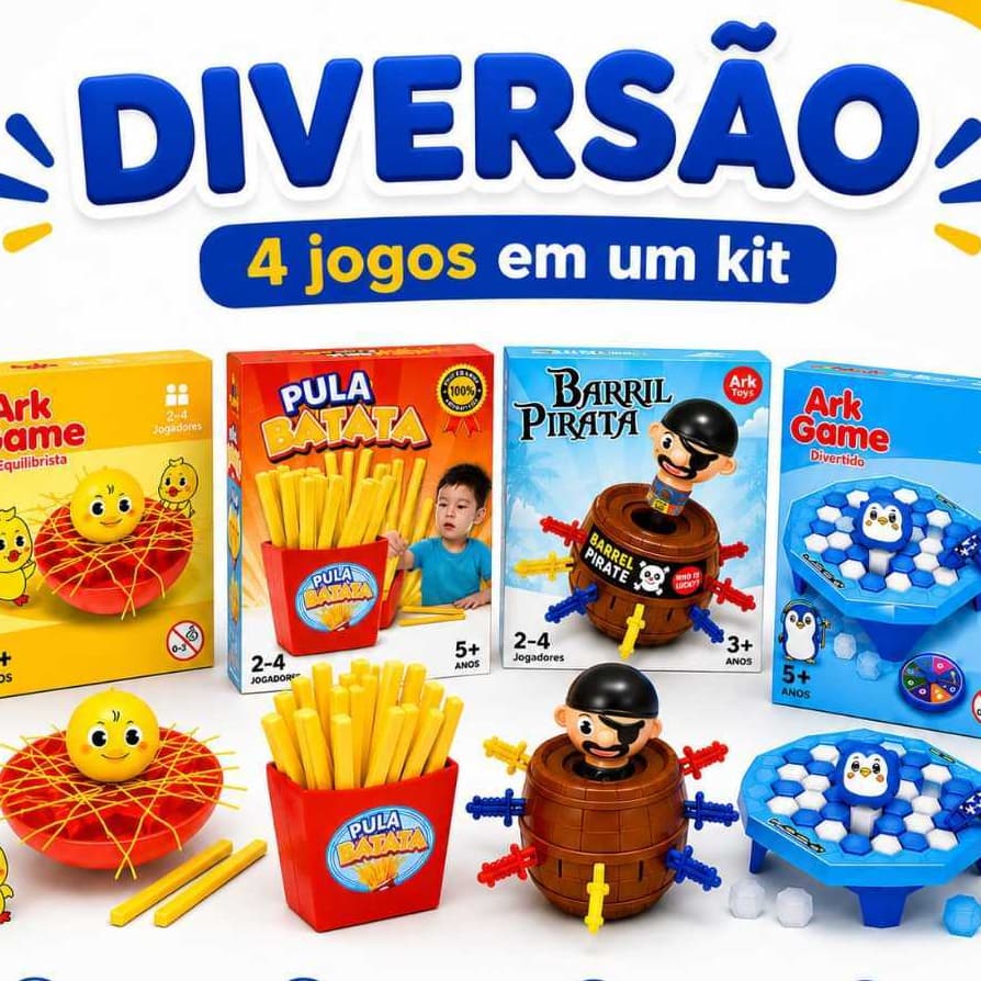 KITBarril Pirata Pula Batata Pinguim quebra Gelo Equilibrio Jogo interativo tabuleiro Brinquedo Infantil Familia 4