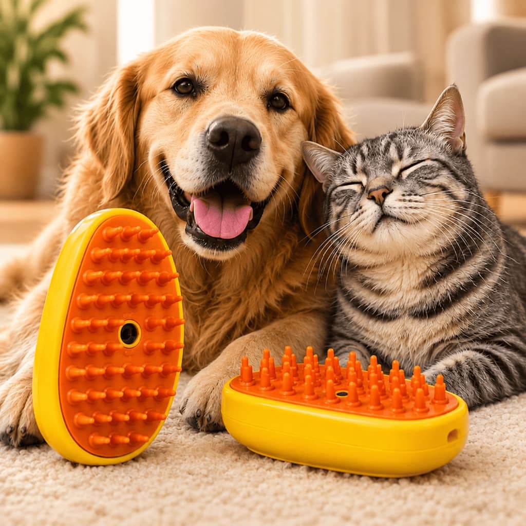 Escova Tira Pelo Pet A Vapor Massageador Recarregável Usb Removedor Limpador Pente Escova Cães Gatos Desembaraçador
