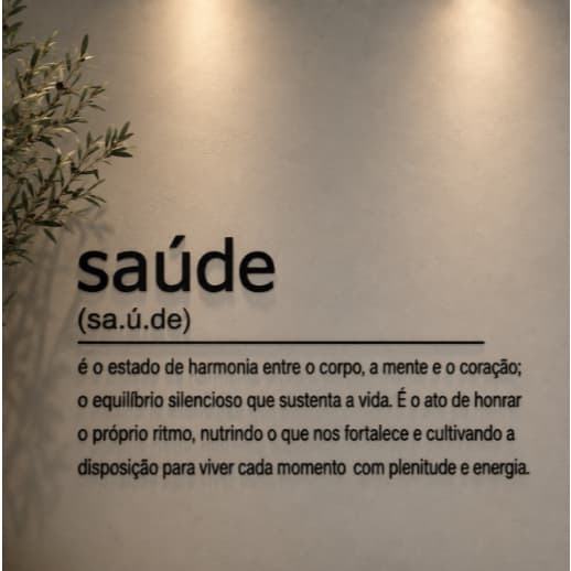 Frase Saúde decorativo em MDF 3 mm Preto / Cru