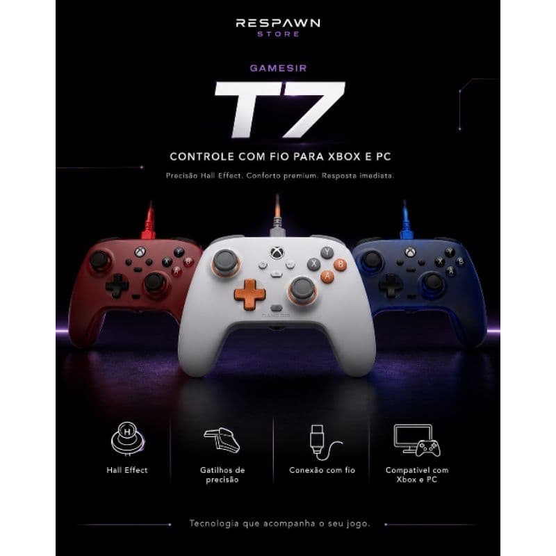 Controle GameSir T7 | USB-C com Fio | Hall Effect | Xbox Series X|S, Xbox One e PC