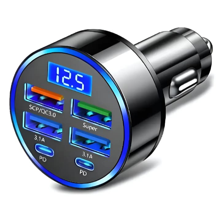 Carregador Turbo Veicular 250w C/ 6 Entradas Preto