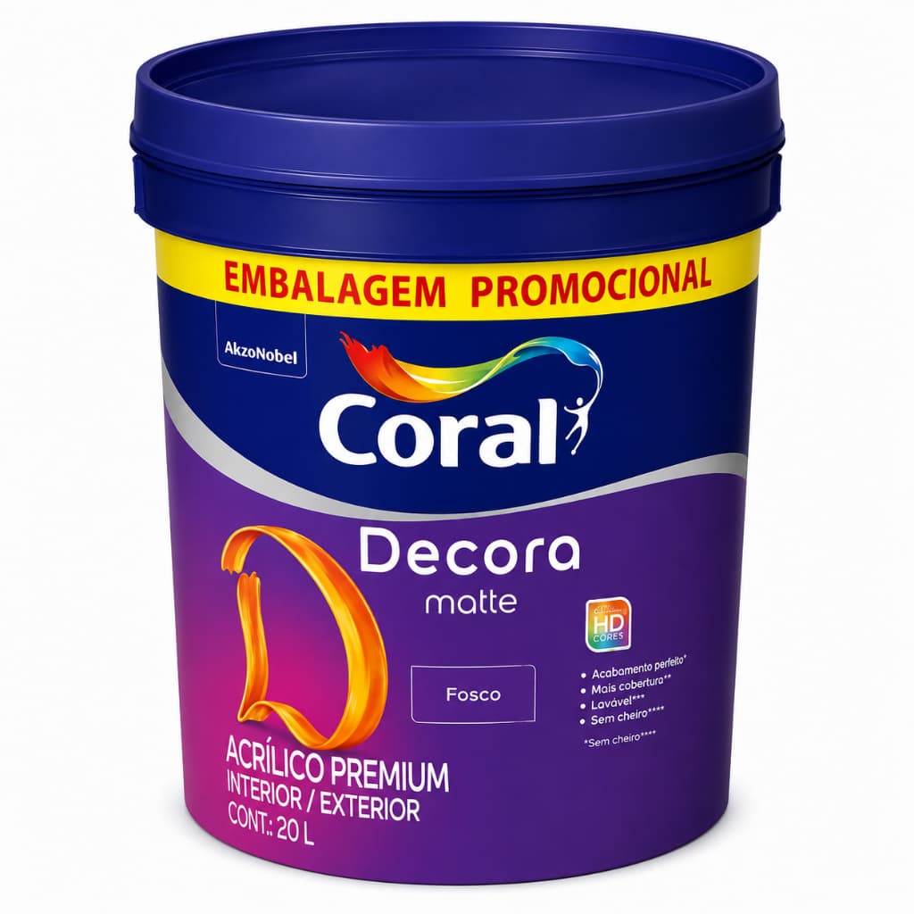 Tinta Acrílica Premium Coral Decora Matte Fosco 20L