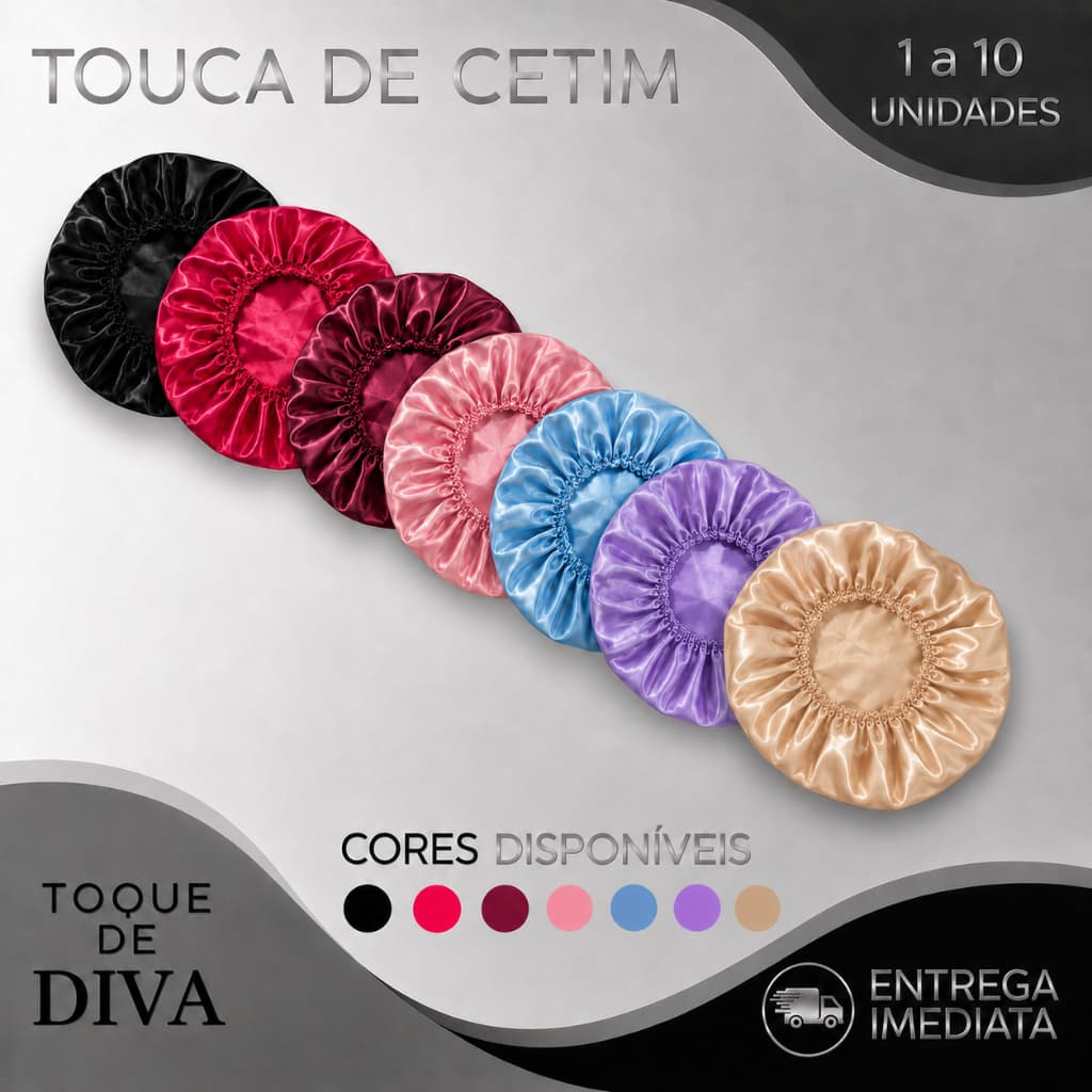 Kit 1 a 10 Touca De Cetim Antifrizz Noturna Dormir Day After Cabelo Cacheado Crespo Liso
