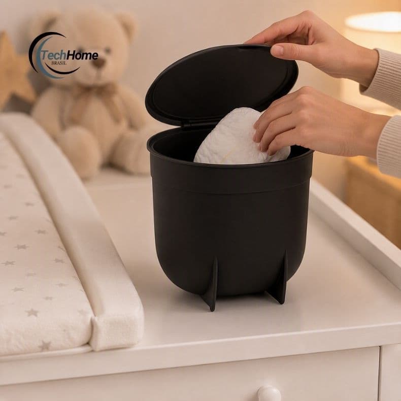 Mini Cesta Lixeira de Mesa com Tampa Lixeira Pequena para Quarto Escritório Banheiro