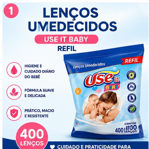Lenços Umedecidos Bebê Use It Baby Refil 400 Unidades