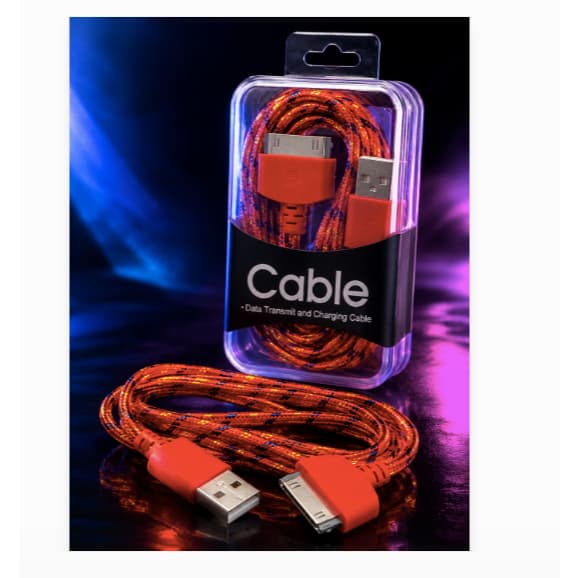 Cabo Carregador Usb 30 Pinos P/ iPhone 4 4s iPad iPod - cabo de tecido altaqualidade