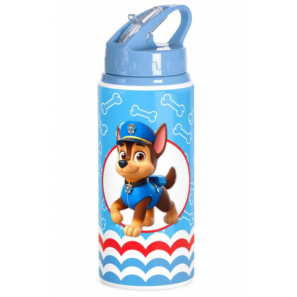 Garrafa Alumínio 600ml Personalizada Com Nome Patrulha Canina