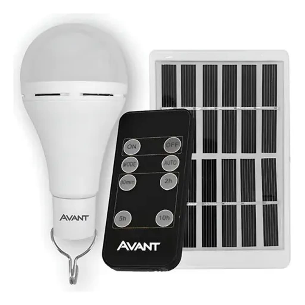 Lâmpada de LED Pera Com Painel de Recarga Solar Branco Frio 6500K 2w Portatil Para Camping Acampamentos Barracas Avant