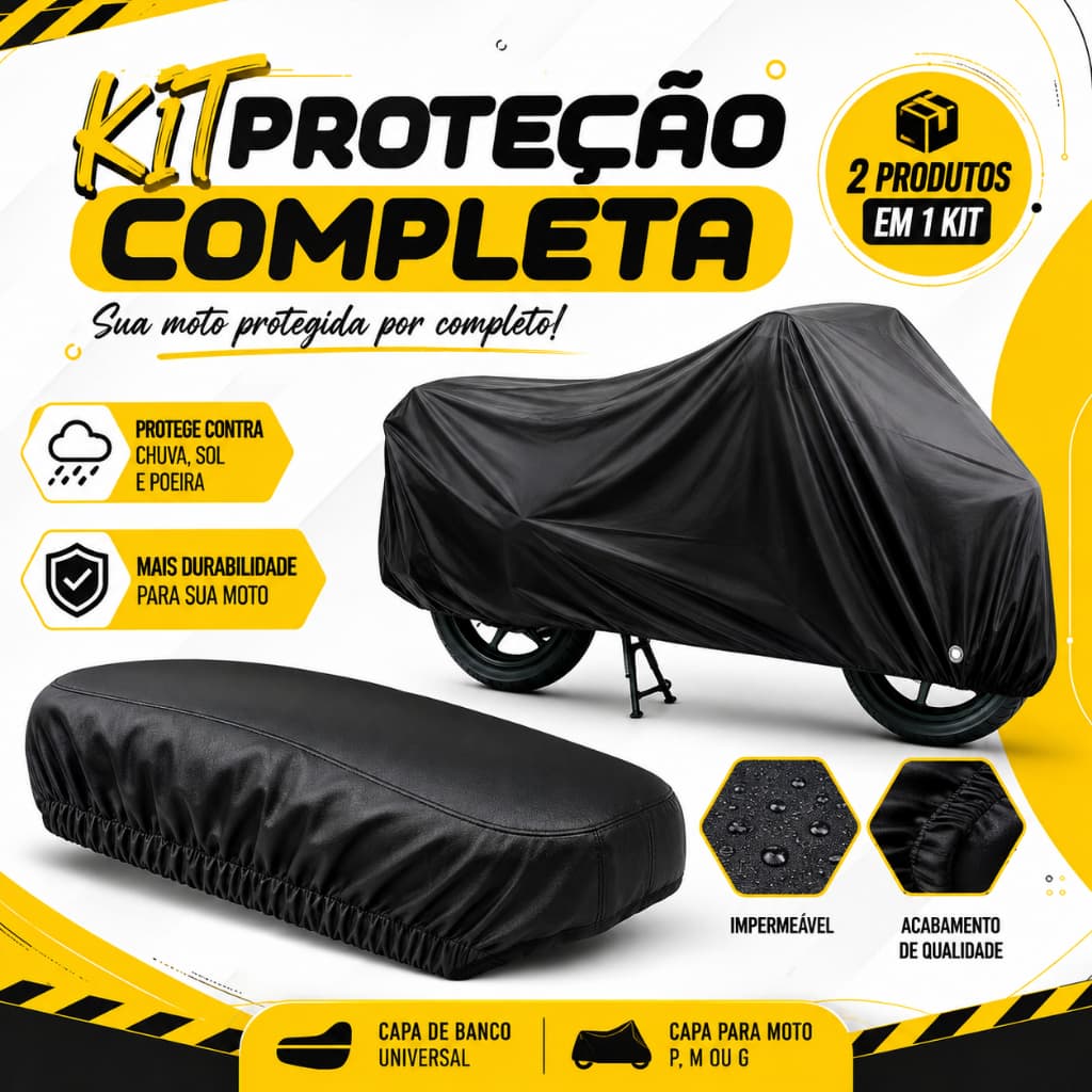 Kit Capa Para Moto Impermeável P M G + Capa Banco Universal Proteção Sol Chuva ENVIO IMEDIATO