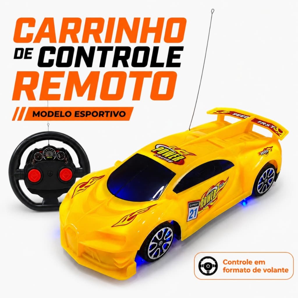 Carrinho de Controle Remoto Sem fio Esportivo Competição Velocidade